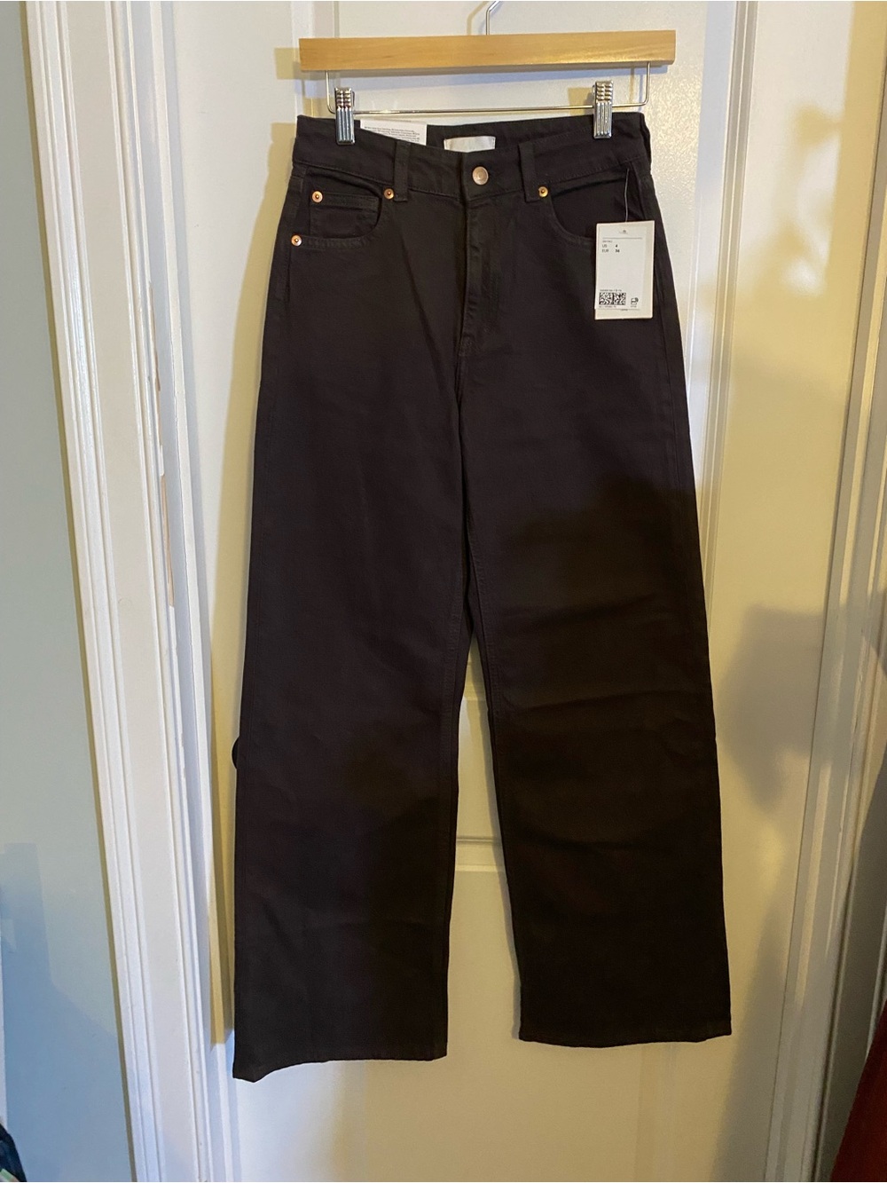 NWT H&M Wide Leg High Waist Full Length Chocolate Jeans